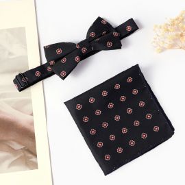 طقم ربطة عنق وربطة جيب من قماش البوليستر للرجال