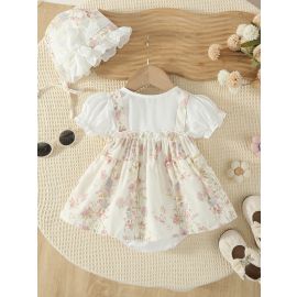 فستان مع رومبير سفلي مضغوط لمنع انكشاف الحفّاظ للفتيات الرضع