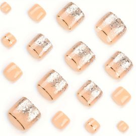 أظافر مربعة بلون ناعم ولمعة أنيقة سهلة الفصل – 24 قطعة