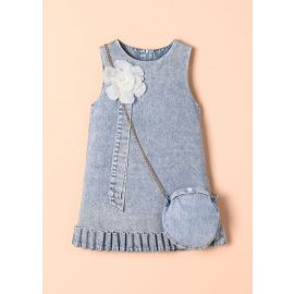 فستان بناتي ميدي بدون اكمام مع شنطة 