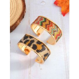 سوار مفتوح بشريط ملون من سبائك الزنك للسيدات