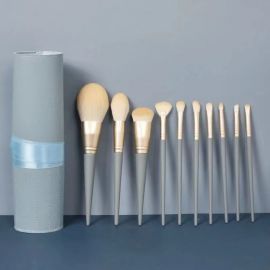 مجموعة فرشاة مكياج ناعمة لتوزيع كريم الأساس والبودرة بتغطية متجانسة / 10 قطع 