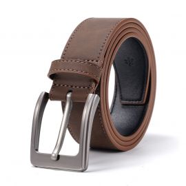 حزام رجالي من الجلد الأصلي بتصميم عتيق بإبزيم دبوس 