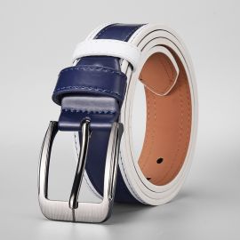 حزام جلدي بإبزيم معدني دبوس كلاسيكي وبسيط  للرجال