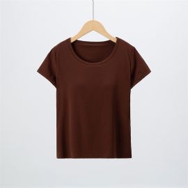 تيشرت رياضي صيفي قصير الأكمام ودائري الرقبة للسيدات 