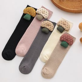 زوج من الجوارب لمنتصف الساق بألوان سادة ولطيفة للفتيات المولودات / زوجين