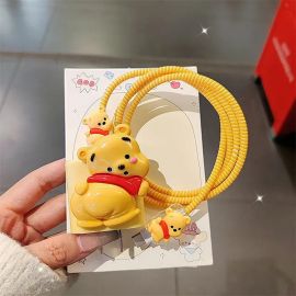 غطاء شاحن مع كيبل طويل مغلف لحماية أقوى بتصميم كرتوني لطيف