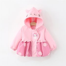 معطف بناتي مع غطاء للراس