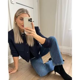 جاكت نسائي مزين بجيوب خارجيه