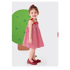 فستان بناتي احمر ميدي بدون اكمام