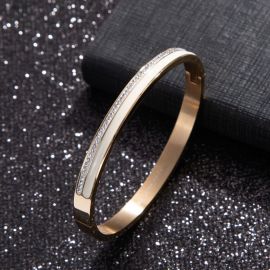 سوار من الفولاذ التيتانيوم مزدوج مرصع بالألماس للنساء