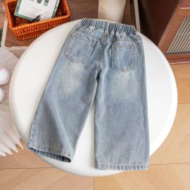 بنطلون كاجوال بناتي جينز بكتابات ورديه