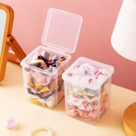 صندوق تخزين بلاستيكي شفاف بغطاء محكم مناسب لتنظيم إكسسوارات الشعر والمجوهرات الصغيرة