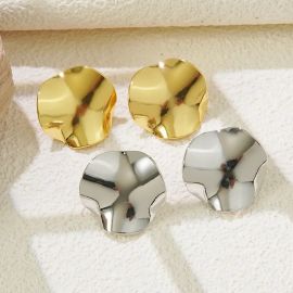 اقراط نسائي ذات شكل دائري من الفولاذ المقاوم للصدأ