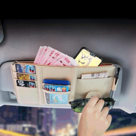 حقيبة تخزين مثبته على واقي الشمس للسيارة متعددة الوظائف، حامل بطاقات و حامل المستندات وإطار النظارات