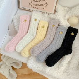 جوارب صوفية شتوية سميكة متوسطة الطول للسيدات 5 قطع