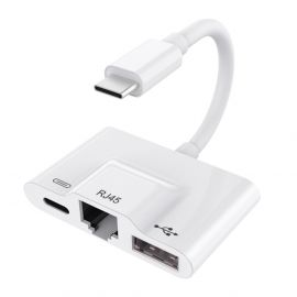 محول صوت رقمي Typec محول قارئ بطاقات OTG USBC Ethernet كابل محول RJ45