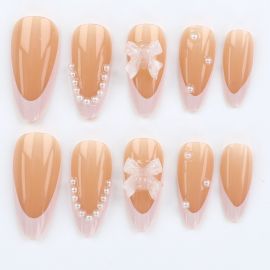 اظافر صناعية مزينه بلؤلؤ ورسومات مكونة من 24 قطعة