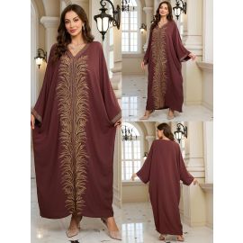 جلابيات نسائية عربيه مطرزة من القطن فضفاضة بمقاس كبير