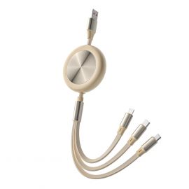 كيبل شحن وبيانات عملي وسهل الحمل قابل للسحب ومقاوم يصل طوله الى متران