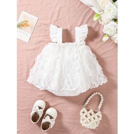 فستان بدعّامة رومبير من القطن الخالص للفتيات حديثي الولادة