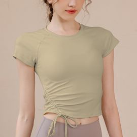 تيشرت رياضي بأكمام قصيرة وسريع الجفاف مناسب للصالات الرياضية للسيدات 