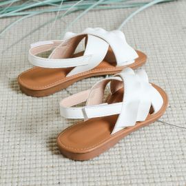 حذاء بناتي مسطج مفتوحة من الأمام بحزام خلفي