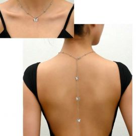 قلادة سلسلة ظهر مثيرة من سبائك على شكل فراشة