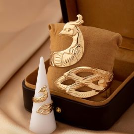 طقم سوار وخاتم بتصميم طاووس