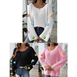 سويت شيرت نسائي من القطيفة باكمام طويلة موردة سميكة