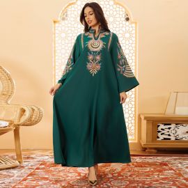 جلابية نسائي بكم واسع الطرف،جلابية مطرزة الصدر والأكمام