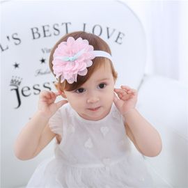 ربطة شعر دانتيل طبقات بشكل زهرة للمولودات بستايل رانيق 