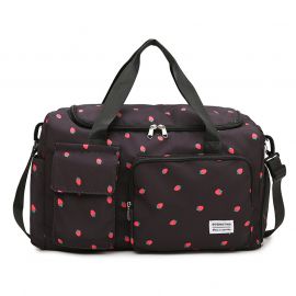 حقيبة سفر بنقشة الفراولة ذات سعة كبيرة وخفيفة الوزن للسيدات 