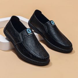 أحذية جلدية رسمية مسطحة وذات نعل ناعم للرجال