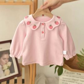 قميص مكمم بياقة مقلوبة وأزرار أمامية من القطن الخالص للفتيات