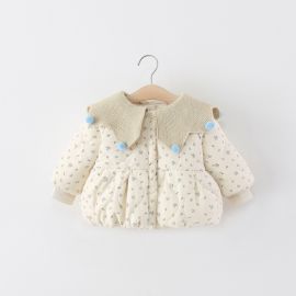 معطف بناتي مبطن بياقه كلاسيكي