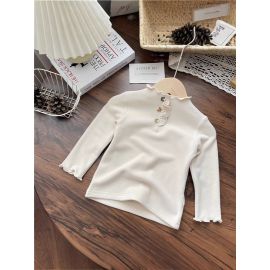 فنيلة ذو ياقة عالية واكمام مكشكشة مزينه بالزهور للفتيات