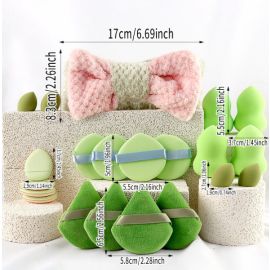 مجموعة فرش المكياج الكاملة باللون الأخضر / 35 قطعة 