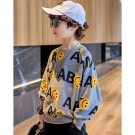 سويت شيرت برسومات وجه مبتسم وأكمام طويلة