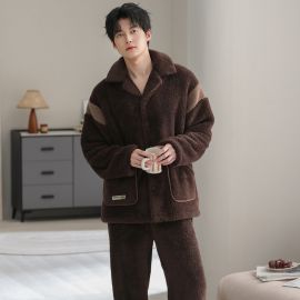 بيجامات رجالية كاجوال سميكة من الصوف