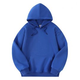 هودي بلون رمادي سادة بتصميم كلاسيكي مع قبعة وخيوط قابلة للشد للجنسين