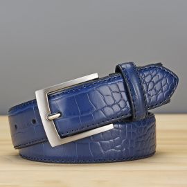  حزام من الجلد الصناعي بنقشة جلد التمساح للرجال