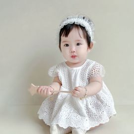 فستان بناتي صغير بحواف من التل مع رومبير داخلي للثبات للفتيات 