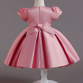 فستان بناتي مطرز مزين بفيونكا