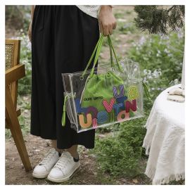 شنطة نسائي شفافه مزينه برسومات