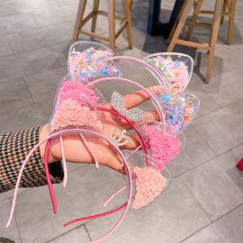 عصابة رأس على شكل أذن قطة شفافة للبنات 