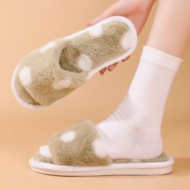 شباشب شتوية مفتوحة الأصابع مبطنة فرو من الداخل للسيدات 
