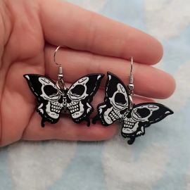 أقراط الفراشة على شكل جمجمة رعب الهالوين