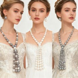 قلادة طويلة من اللؤلؤ المقلد لسواروفسكي