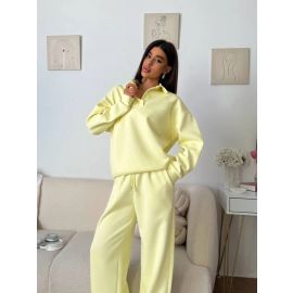 طقم نسائي رياضي ومريح  فضفاضة بأكمام طويلة وسروال طويل بخصر مطاطي